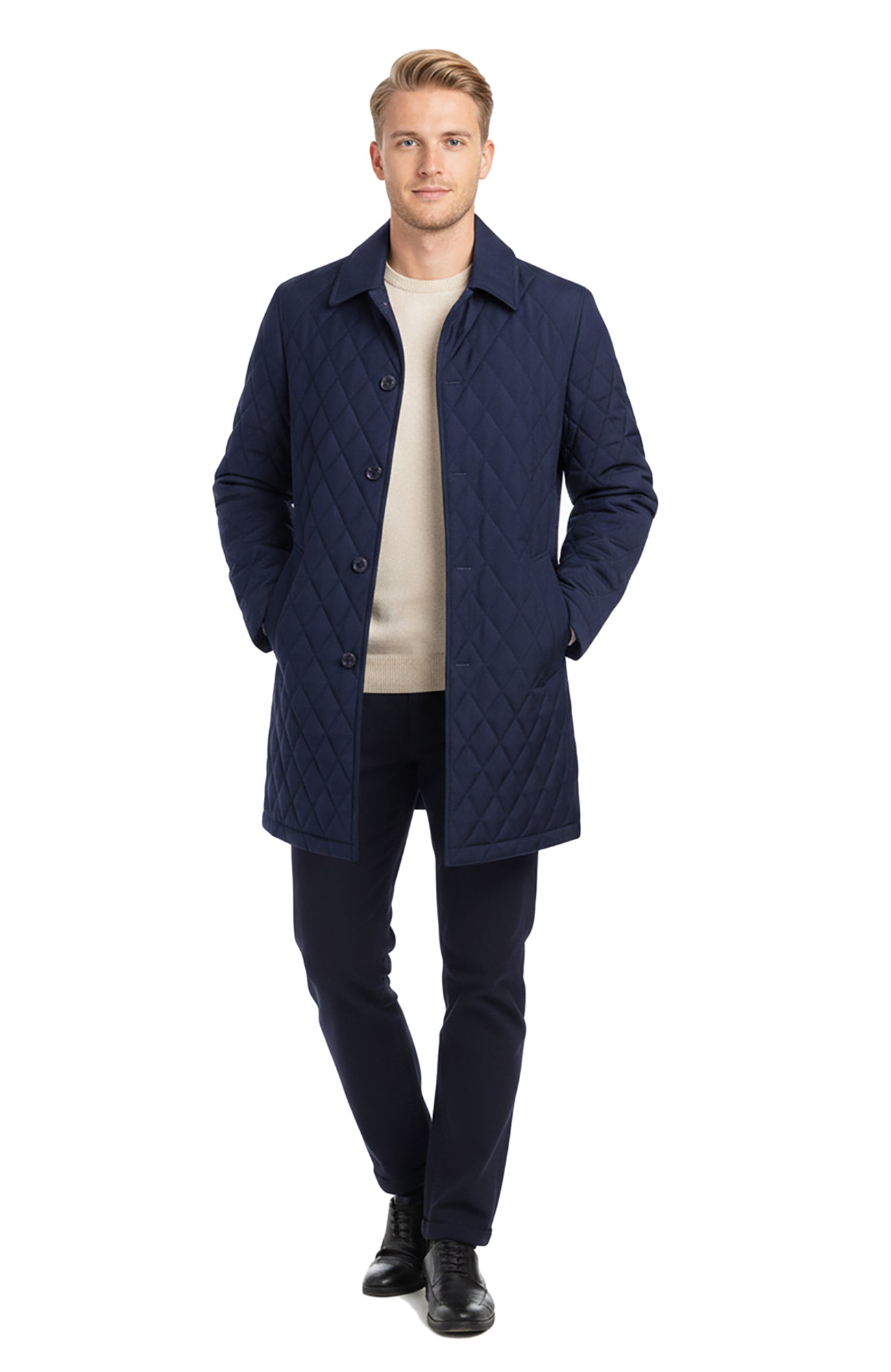 MANSFIELD WATER REPELLENT NAVY WOOL TOWN COAT
