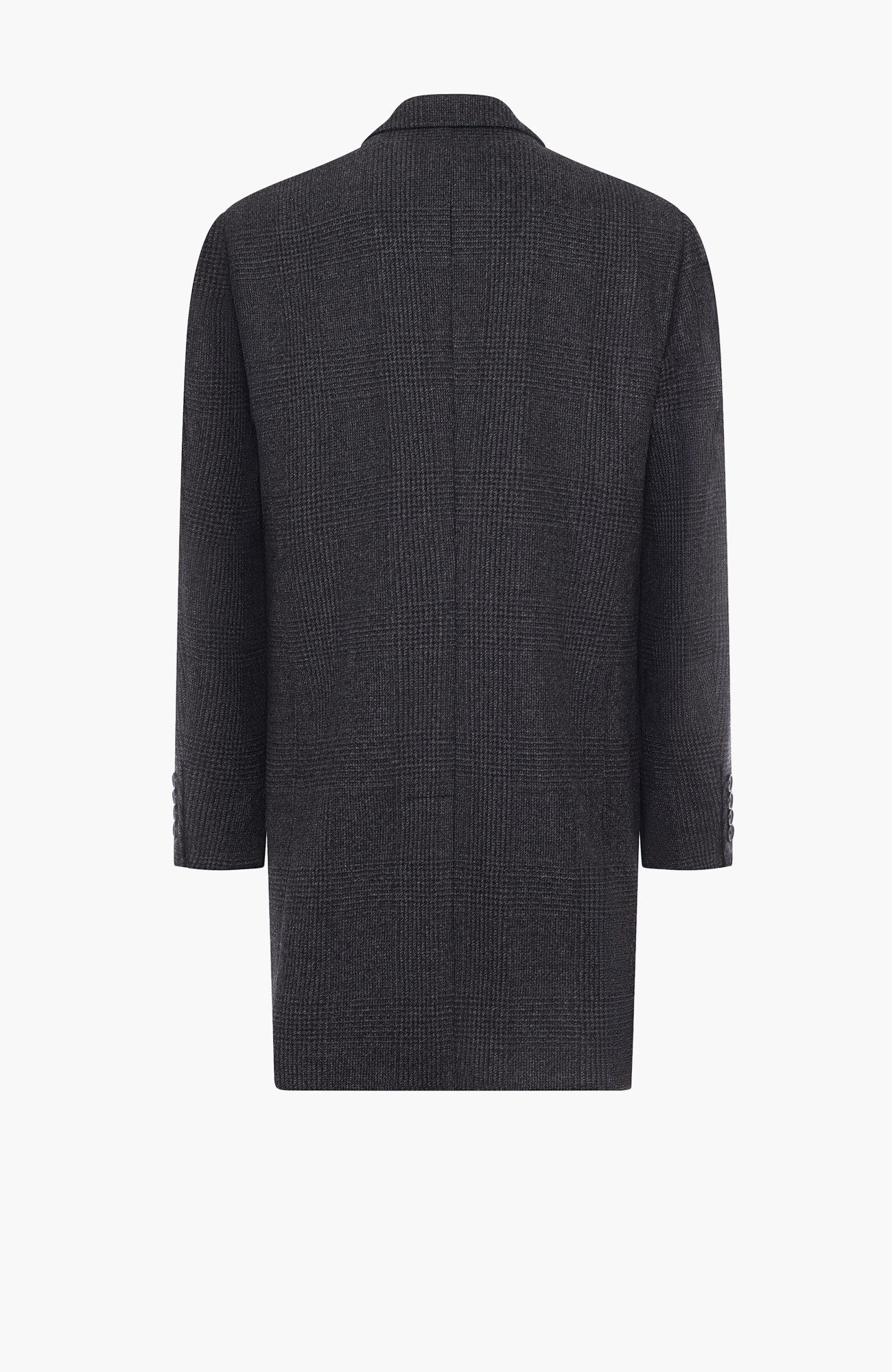 Stedwell Charcoal Plaid Wool Topcoat