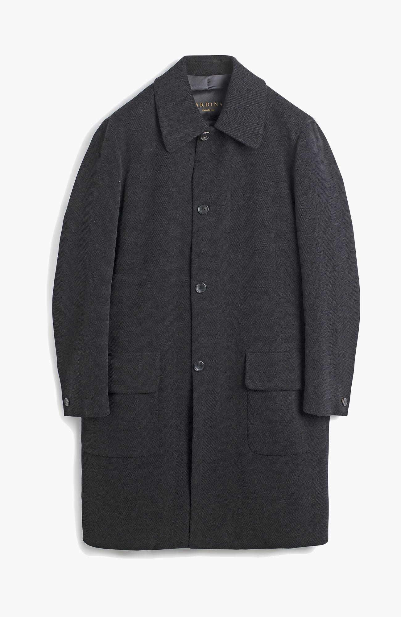 Leto Black Herringbone Topcoat - MENS - Cardinal of Canada-CA - Leto Black Herringbone Topcoat