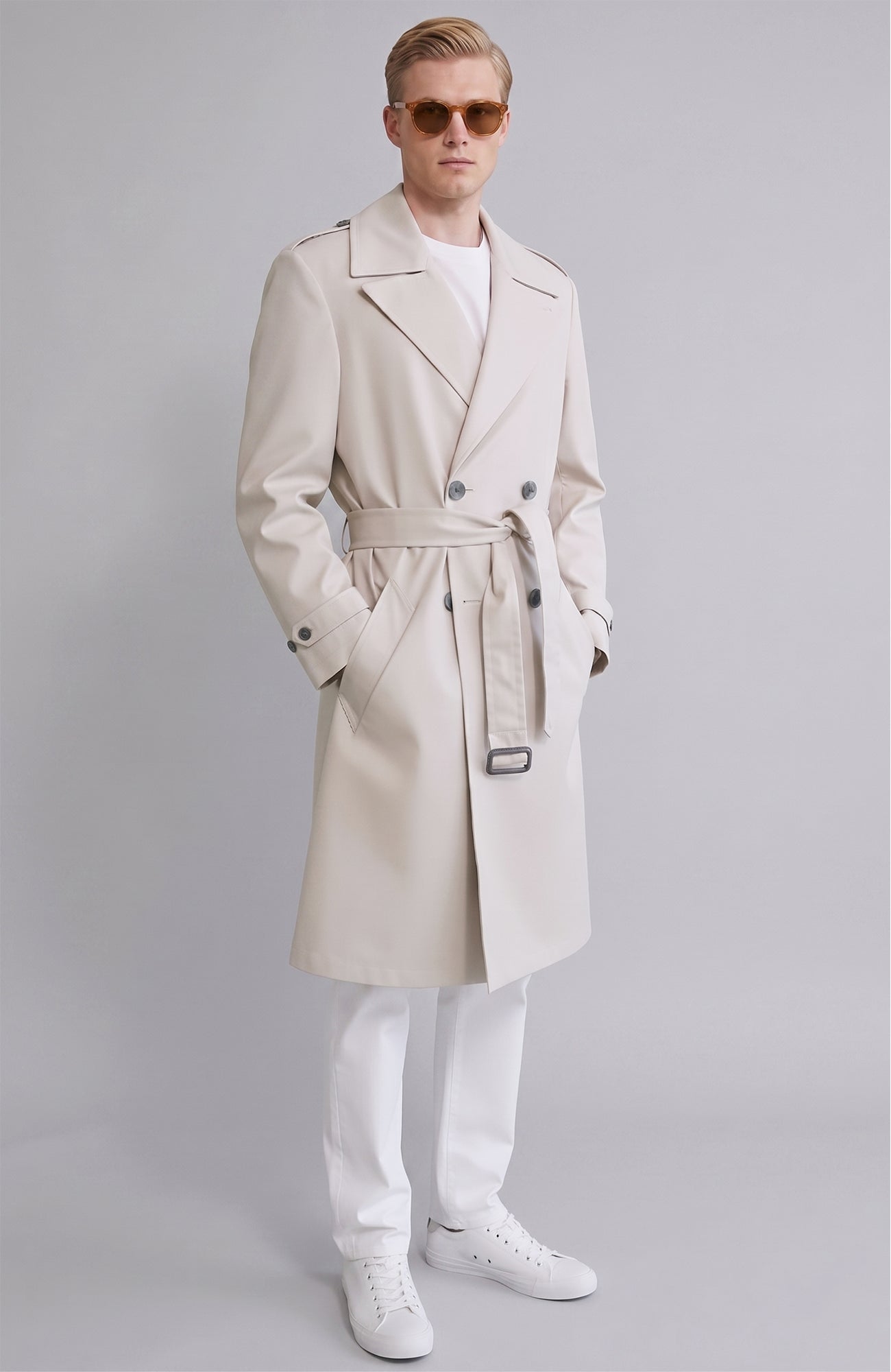 Lucas Light Beige Trench Coat - MENS - Cardinal of Canada - CA - Lucas Light Beige Trench Coat