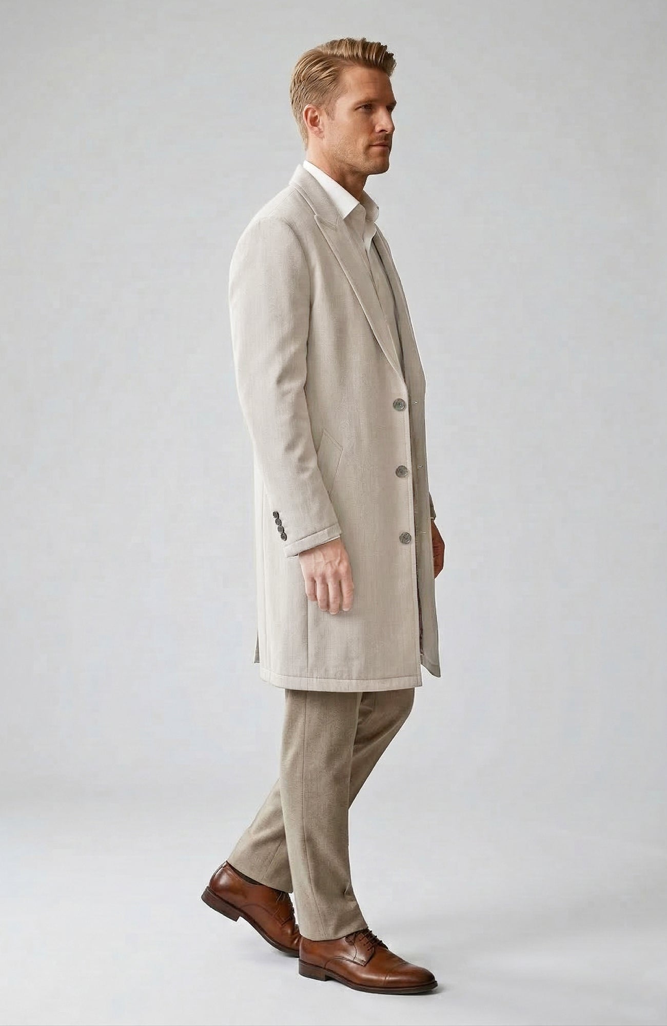 Mercury Stone Herringbone Silk and Wool Topcoat - MENS - Cardinal of Canada - CA - Mercury Stone Herringbone Silk and Wool Topcoat