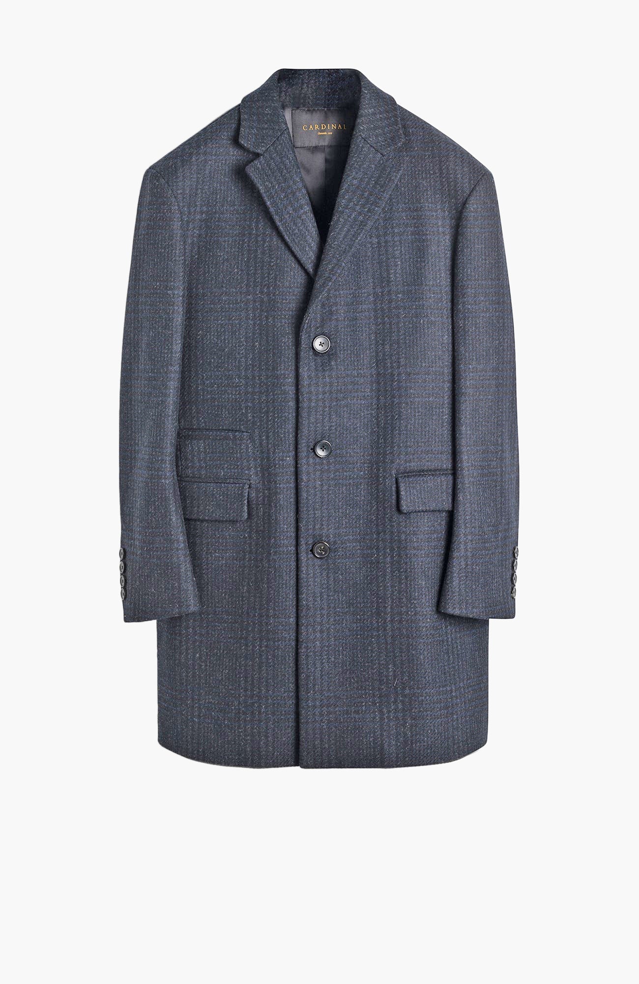 Sherwood Navy Plaid Wool Topcoat - MENS - Cardinal of Canada-CA - Sherwood Navy Plaid Wool Topcoat