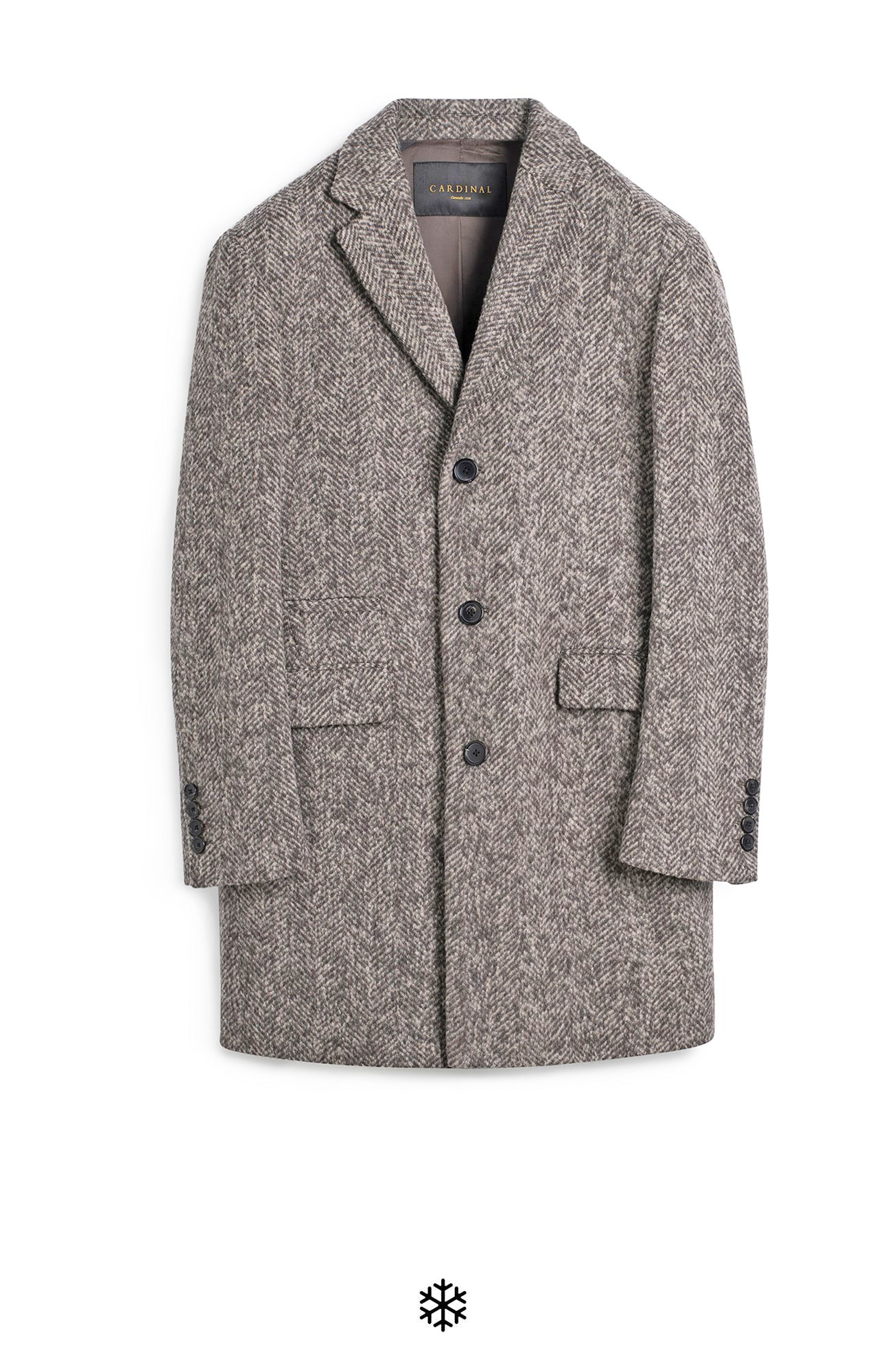 SHERWOOD TAUPE HERRINBONE WOOL & ALPACA TOPCOAT - MENS - Cardinal of Canada - CA - SHERWOOD TAUPE HERRINBONE WOOL & ALPACA TOPCOAT