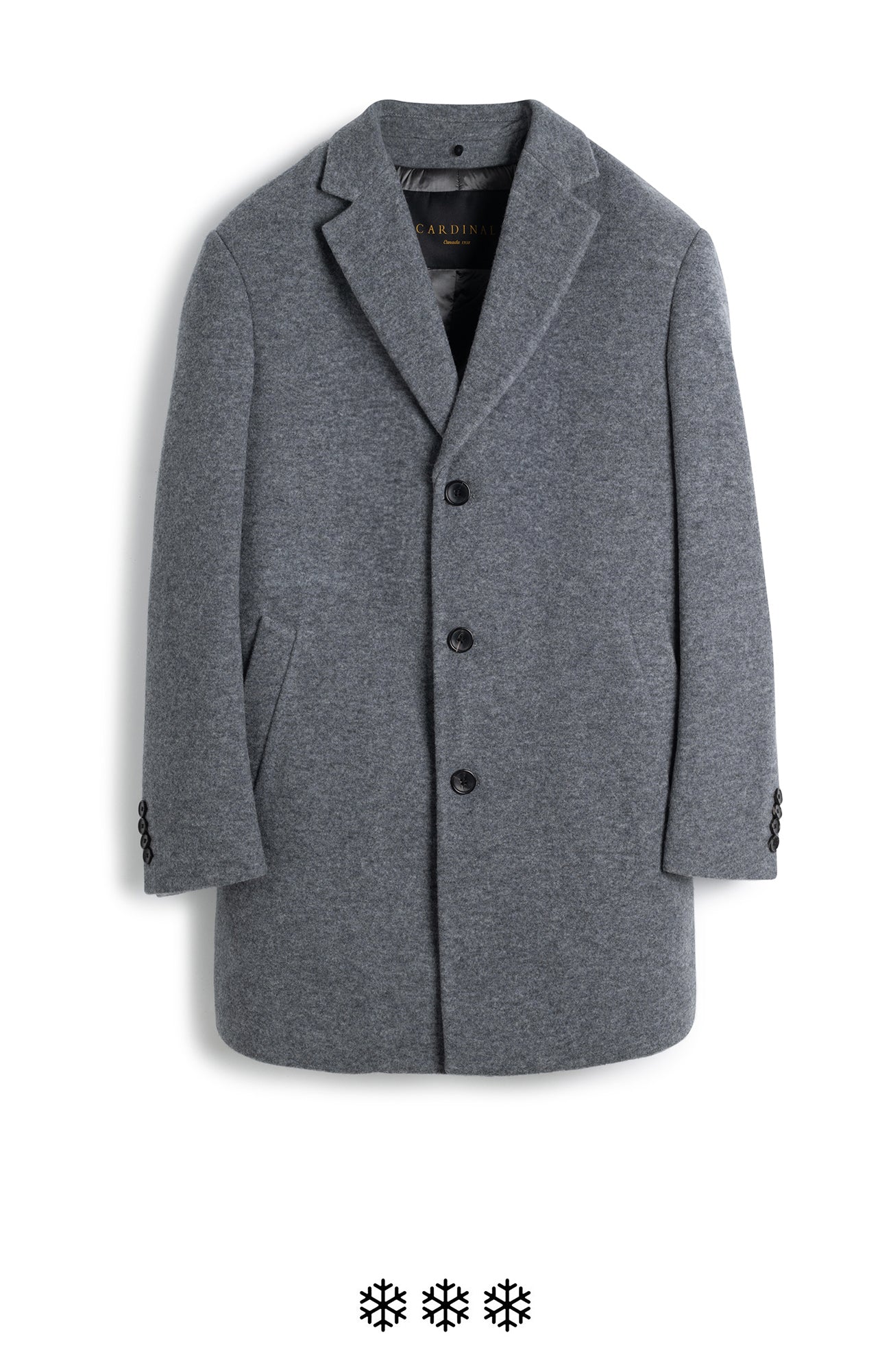 TYSON CHARCOAL TOPCOAT WITH PRIMALOFT INSULATION - MENS - Cardinal of Canada-CA - Tyson - charcoal wool topcoat 36 inch length