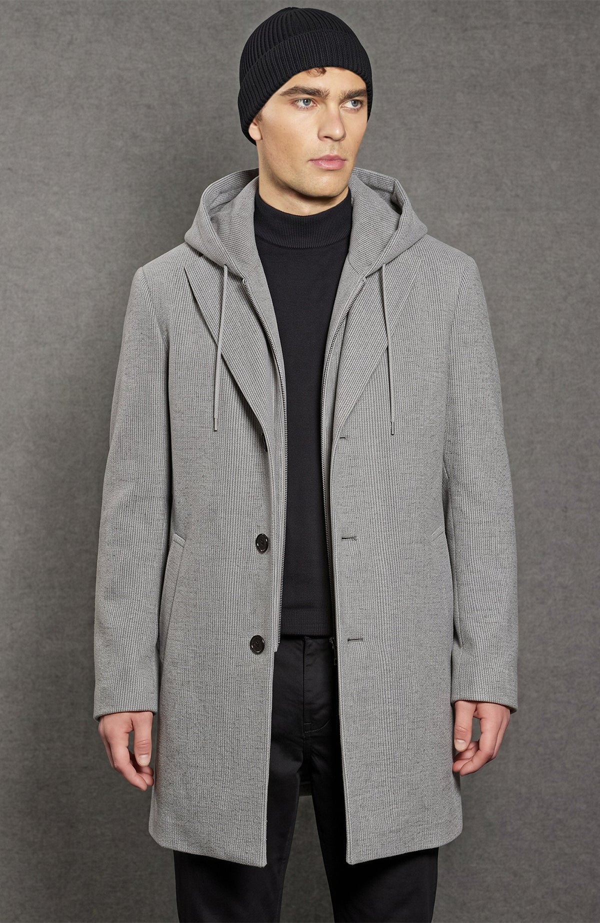 Tyson Gray Mélange Wool & Cashmere Topcoat With Primaloft - MENS - Cardinal of Canada-CA - Tyson Gray Mélange Wool & Cashmere Topcoat With Primaloft