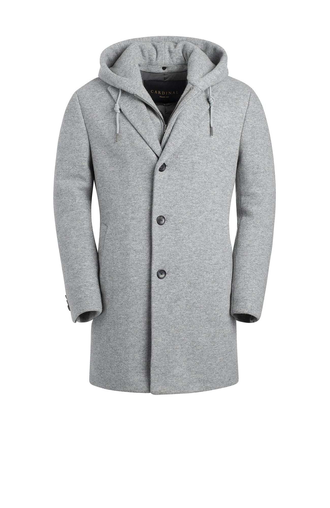 Tyson grey wool top coat 36 inch length with primaloft lining