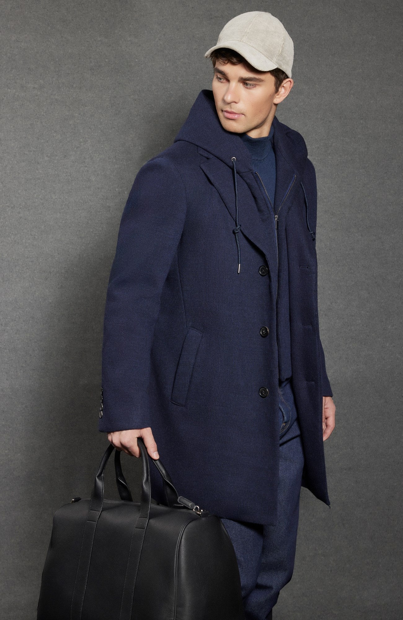 Tyson Navy Wool & Cashmere Topcoat - MENS - Cardinal of Canada-CA - Tyson Navy Wool & Cashmere Topcoat