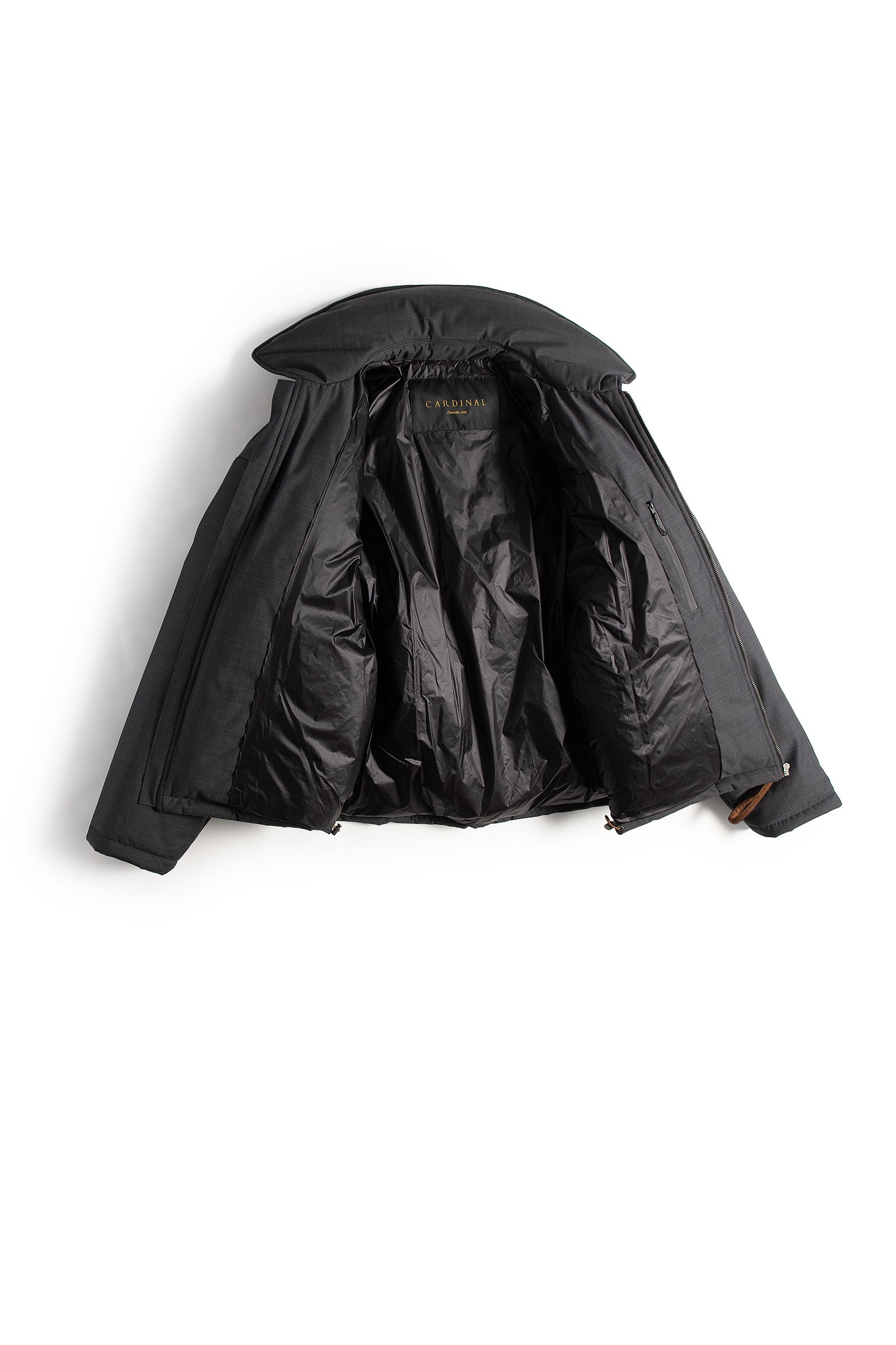 Barton charcoal wool puffer jacket 24 inches length