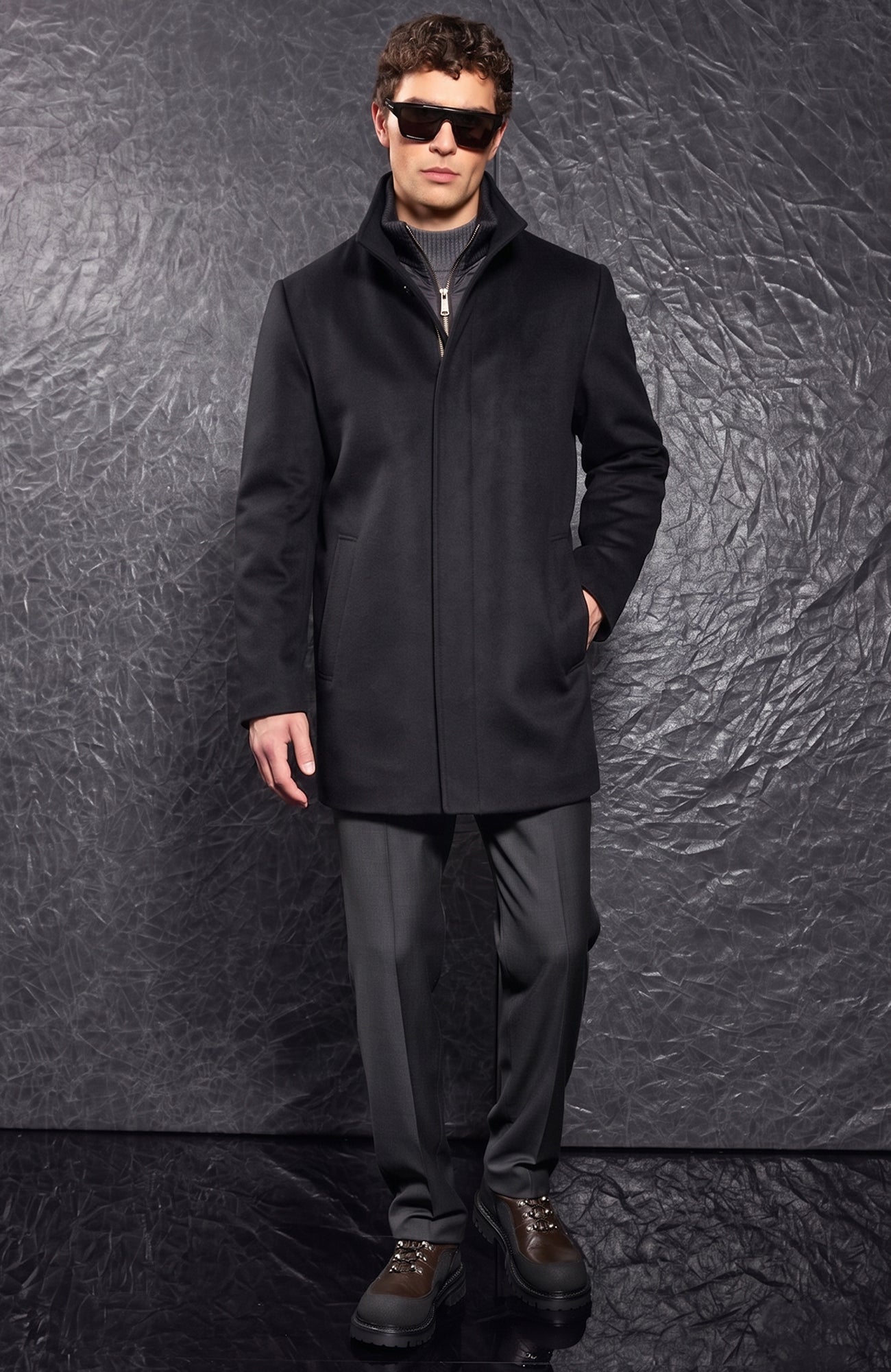Mont-Royal Black Wool & Cashmere Car Coat