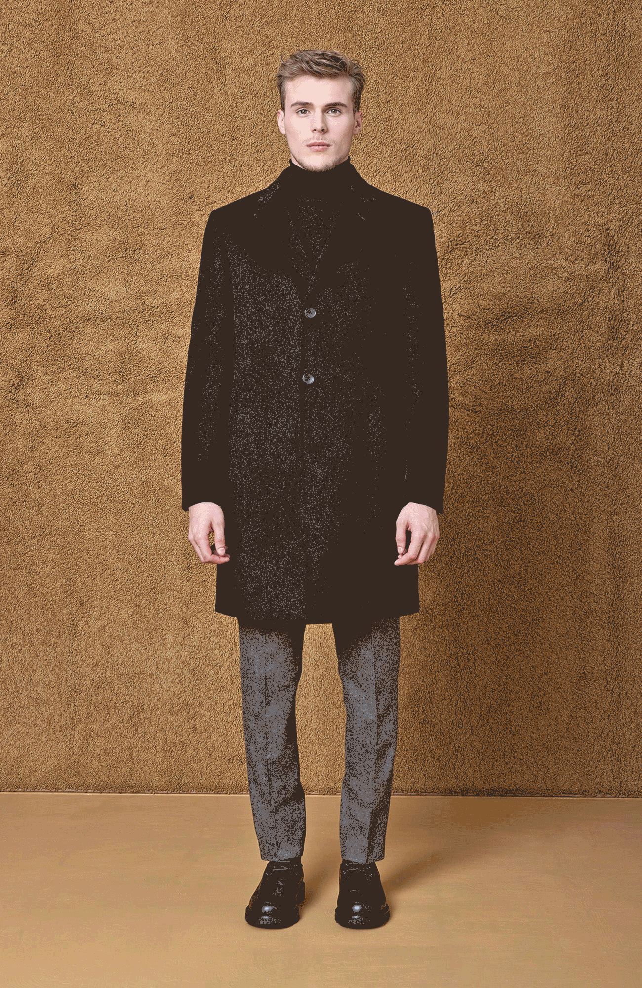 ST. PIERRE BLACK CASHMERE TOPCOAT