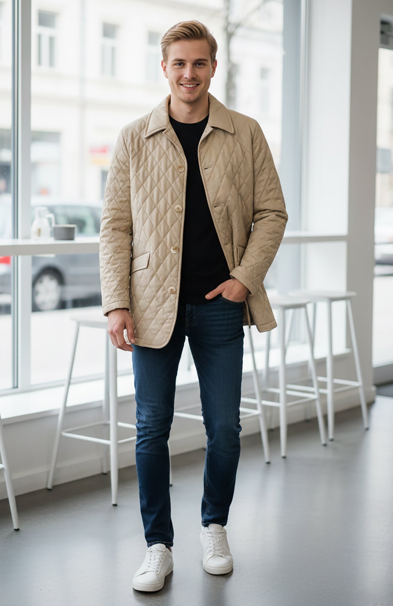 Byron Tan Diamond Quilted Carcoat - Cardinal of Canada - CA - Byron Tan Diamond Quilted Carcoat