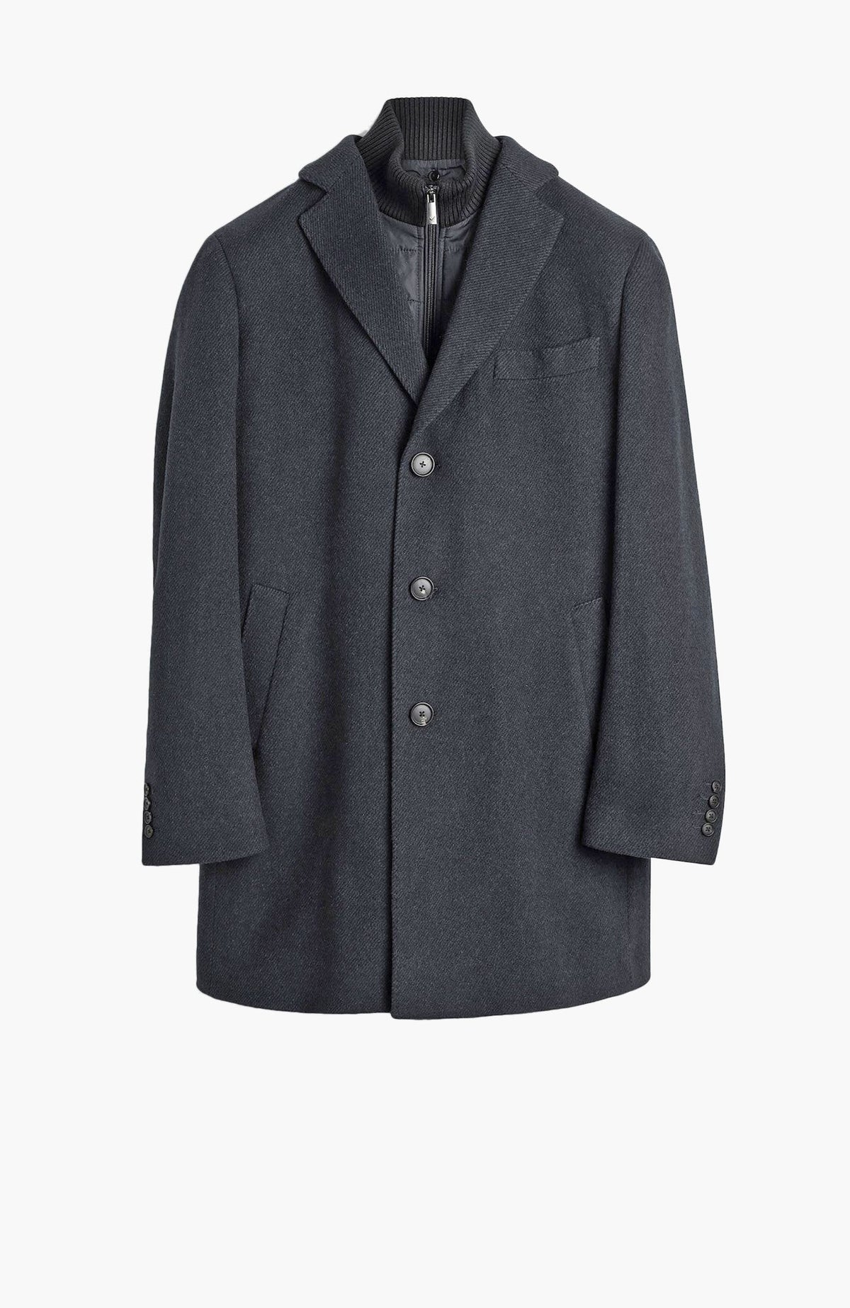 Leclaire Wool & Cashmere Charcoal Twill Car Coat - MENS - Cardinal of Canada-CA - Leclaire Wool & Cashmere Charcoal Twill Car Coat