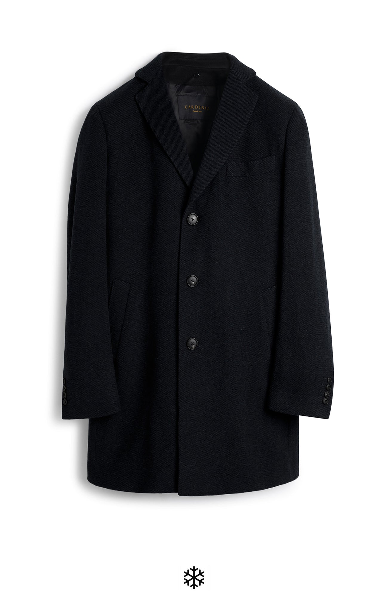 LIMITED EDITION: QUARTZ SLIM FIT BLACK WOOL OVERCOAT - MENS - Cardinal of Canada - CA - LIMITED EDITION: QUARTZ SLIM FIT BLACK WOOL OVERCOAT