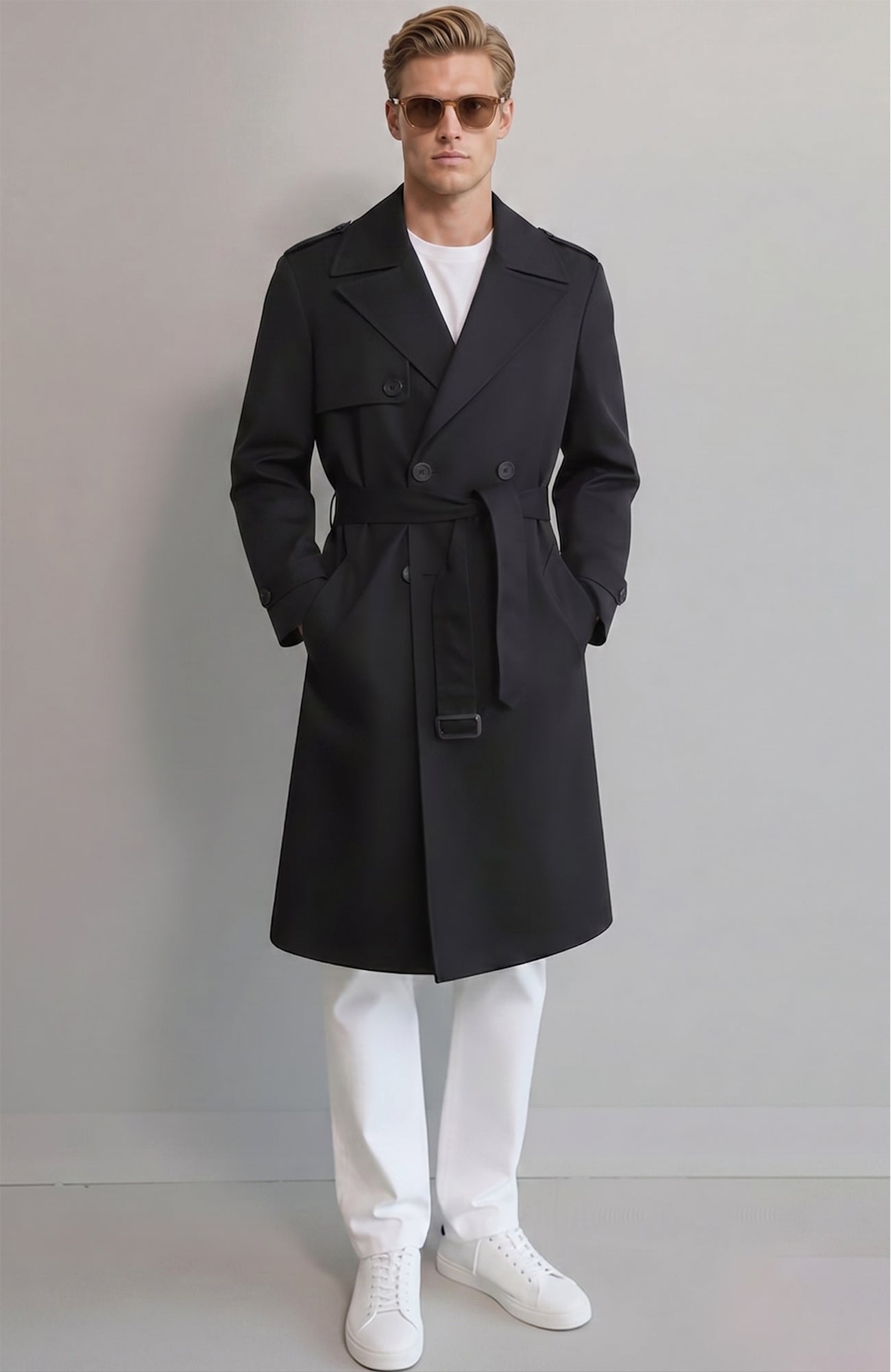 Lucas Black Trench Coat