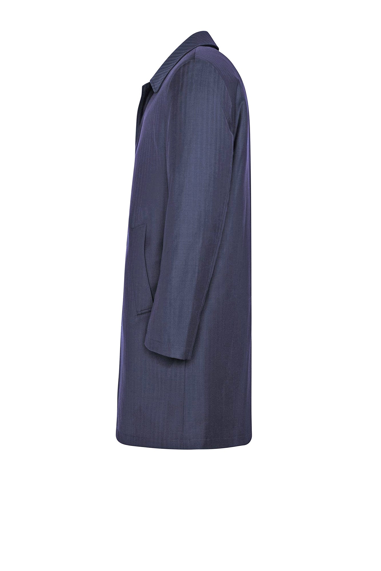 MANU NAVY HERRINGBONE WOOL TOPCOAT