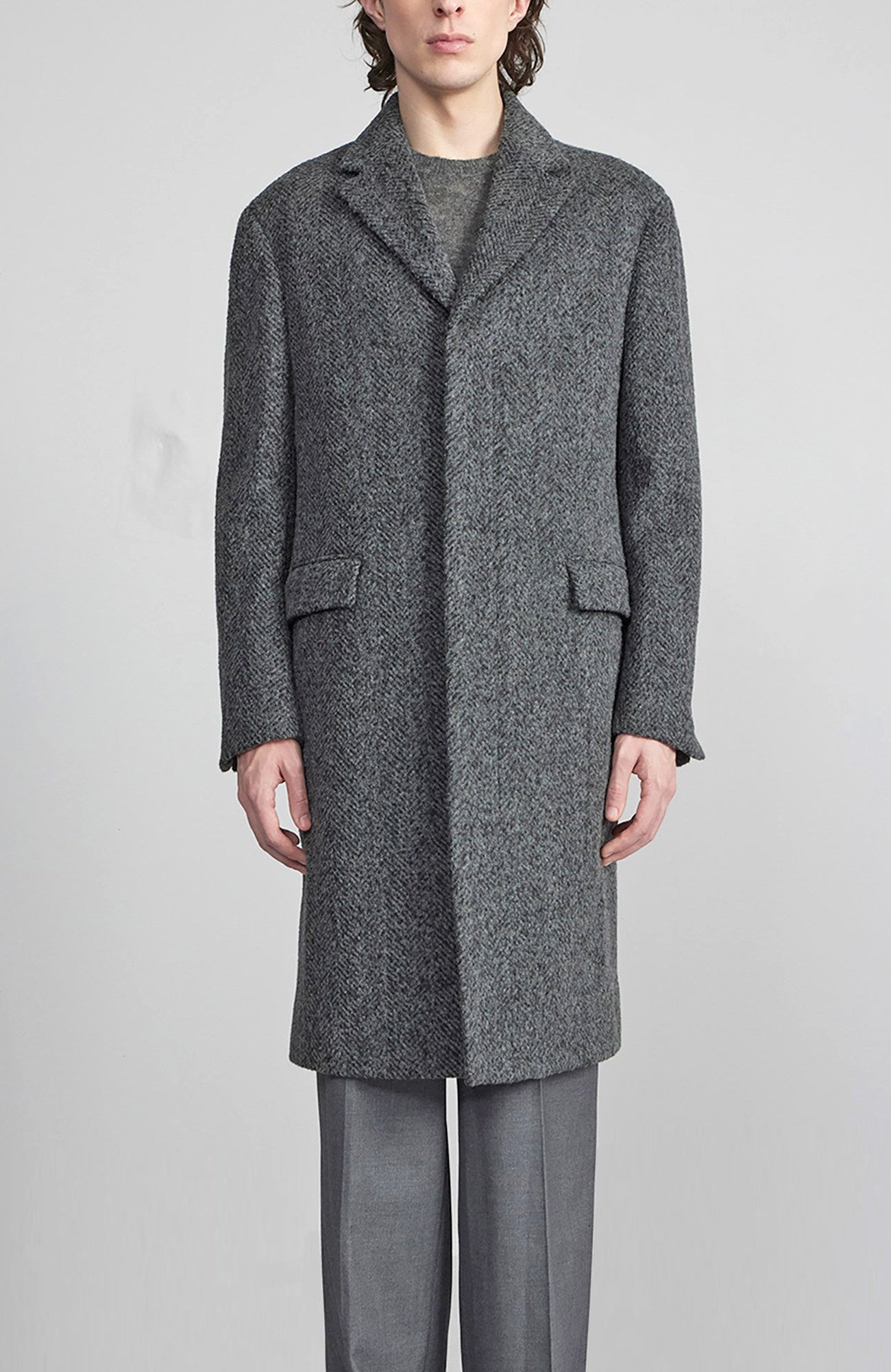 MERCER ALPACA & CASHMERE CHARCOAL HERRINGBONE TOPCOAT - MENS - Cardinal of Canada - CA - MERCER ALPACA & CASHMERE CHARCOAL HERRINGBONE TOPCOAT