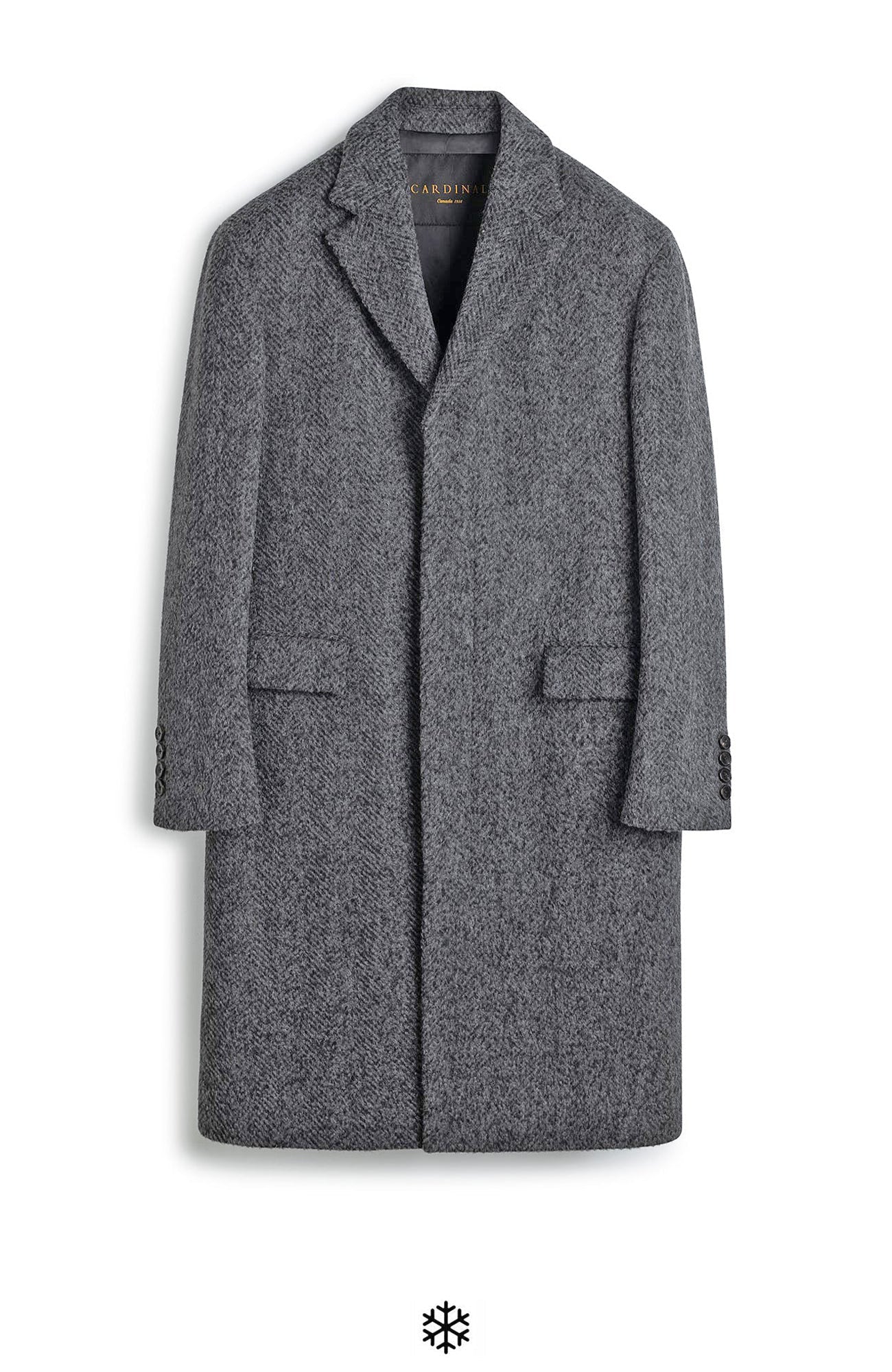 MERCER ALPACA & CASHMERE CHARCOAL HERRINGBONE TOPCOAT - MENS - Cardinal of Canada - CA - MERCER ALPACA & CASHMERE CHARCOAL HERRINGBONE TOPCOAT