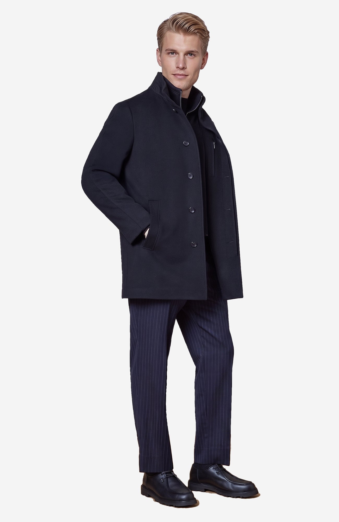 Mont - Royal Black Wool & Cashmere Car Coat - Cardinal of Canada - CA - Mont - Royal Black Wool & Cashmere Car Coat