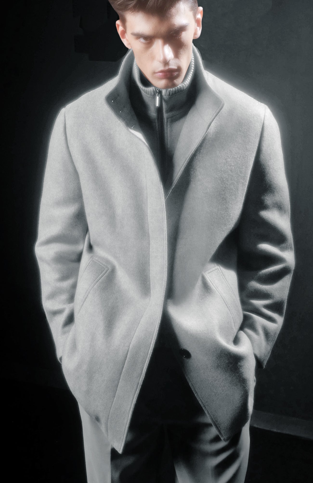 Mont - Royal Light Grey Wool & Cashmere Car Coat - MENS - Cardinal of Canada - CA - Mont - Royal Light Grey Wool & Cashmere Car Coat
