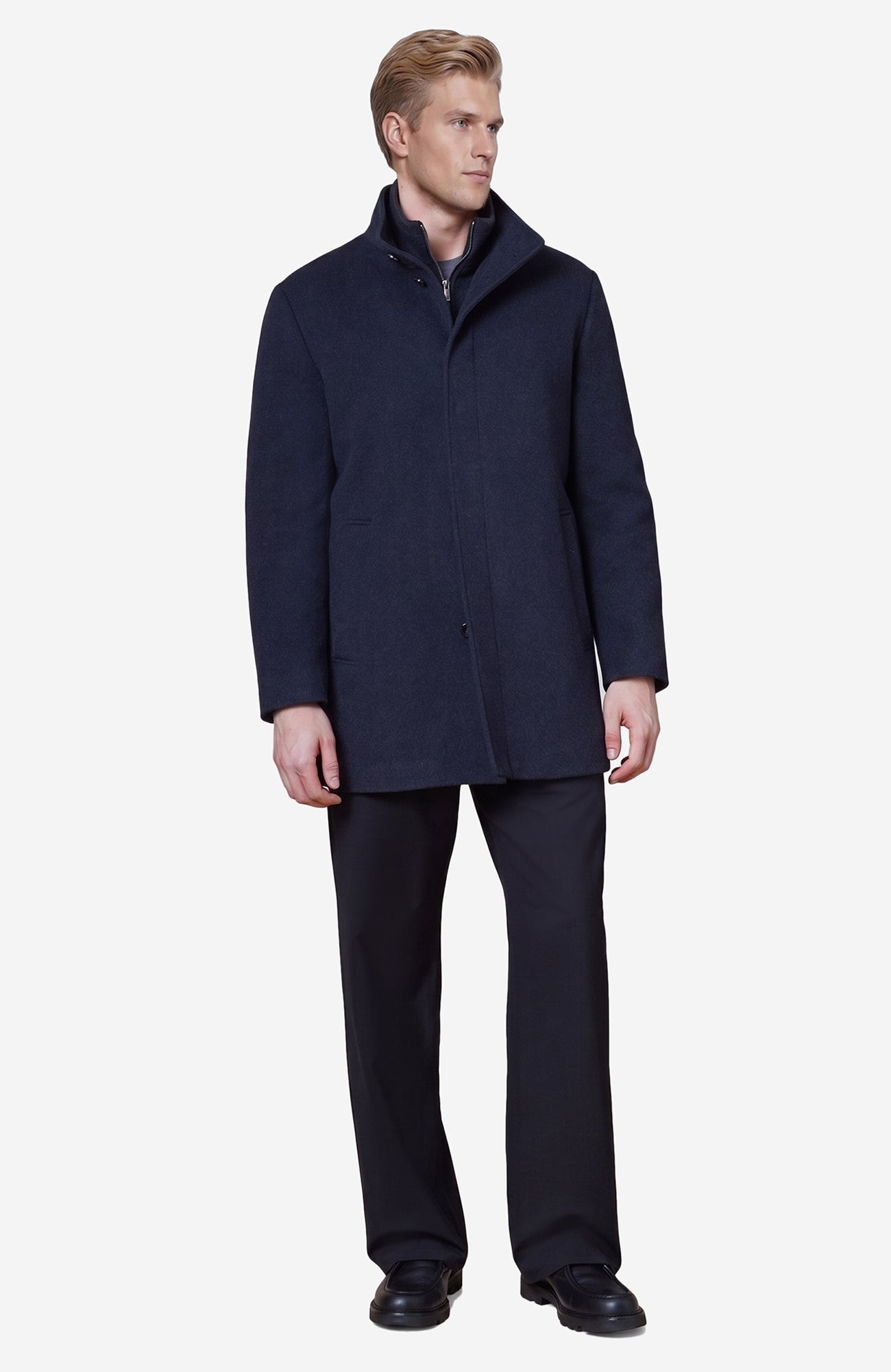 Mont - Royal Navy Mélange Wool & Cashmere Car Coat - MENS - Cardinal of Canada - CA - Mont - Royal Navy Mélange Wool & Cashmere Car Coat