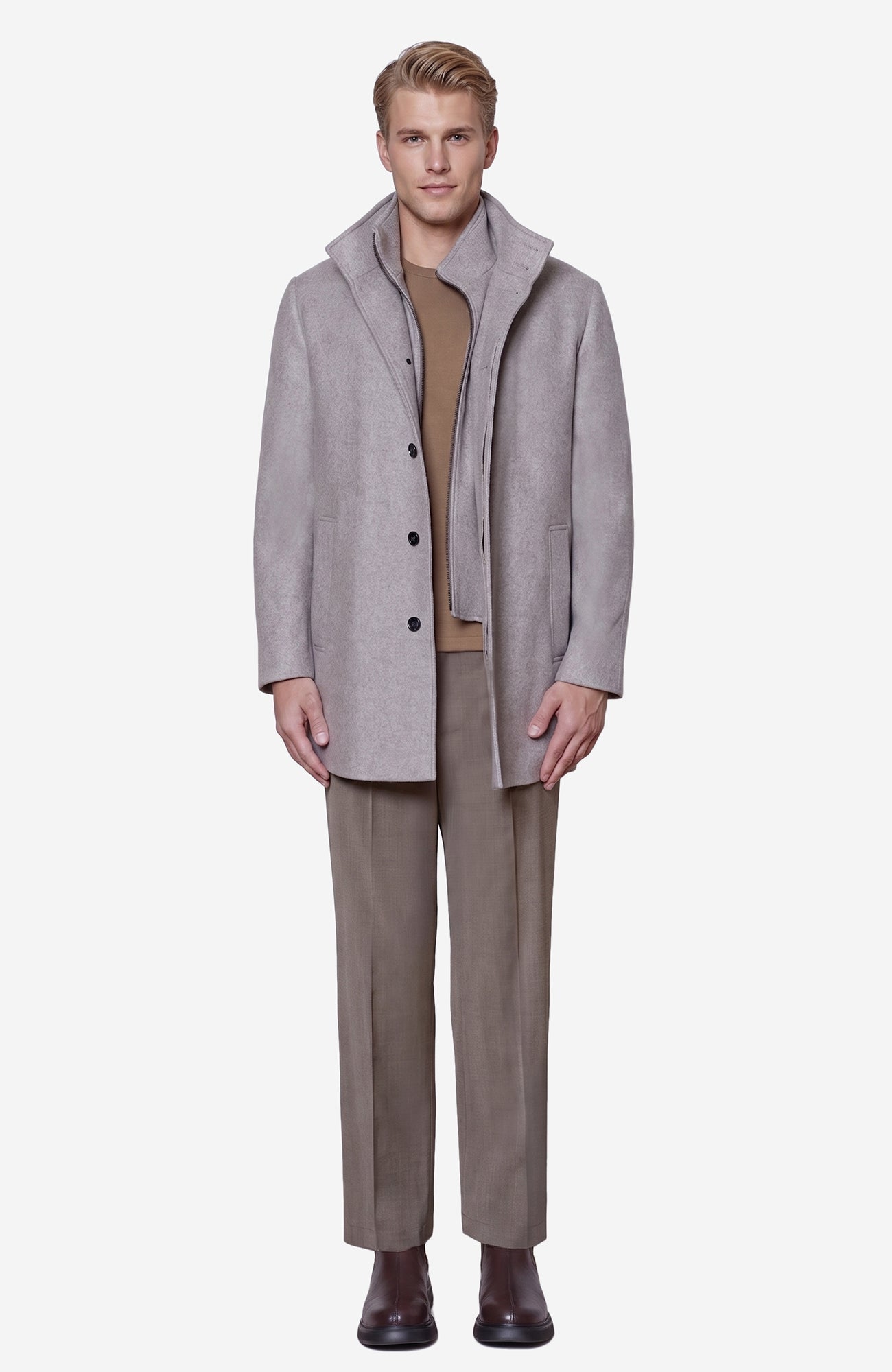 Mont - Royal Taupe Wool & Cashmere Car Coat - MENS - Cardinal of Canada - CA - Mont - Royal Taupe Wool & Cashmere Car Coat