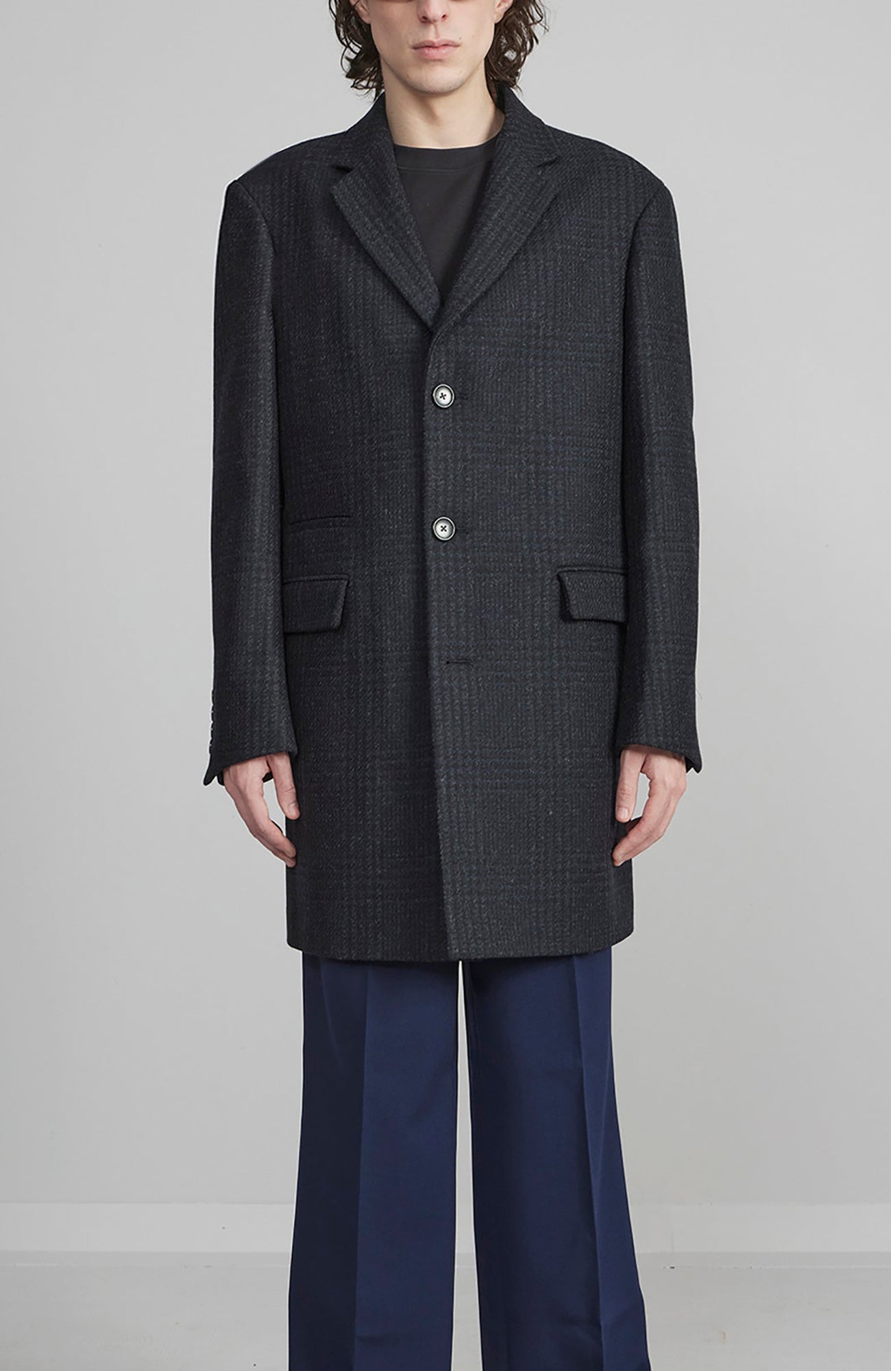 SHERWOOD NAVY PLAID WOOL TOPCOAT - MENS - Cardinal of Canada - CA - SHERWOOD NAVY PLAID WOOL TOPCOAT