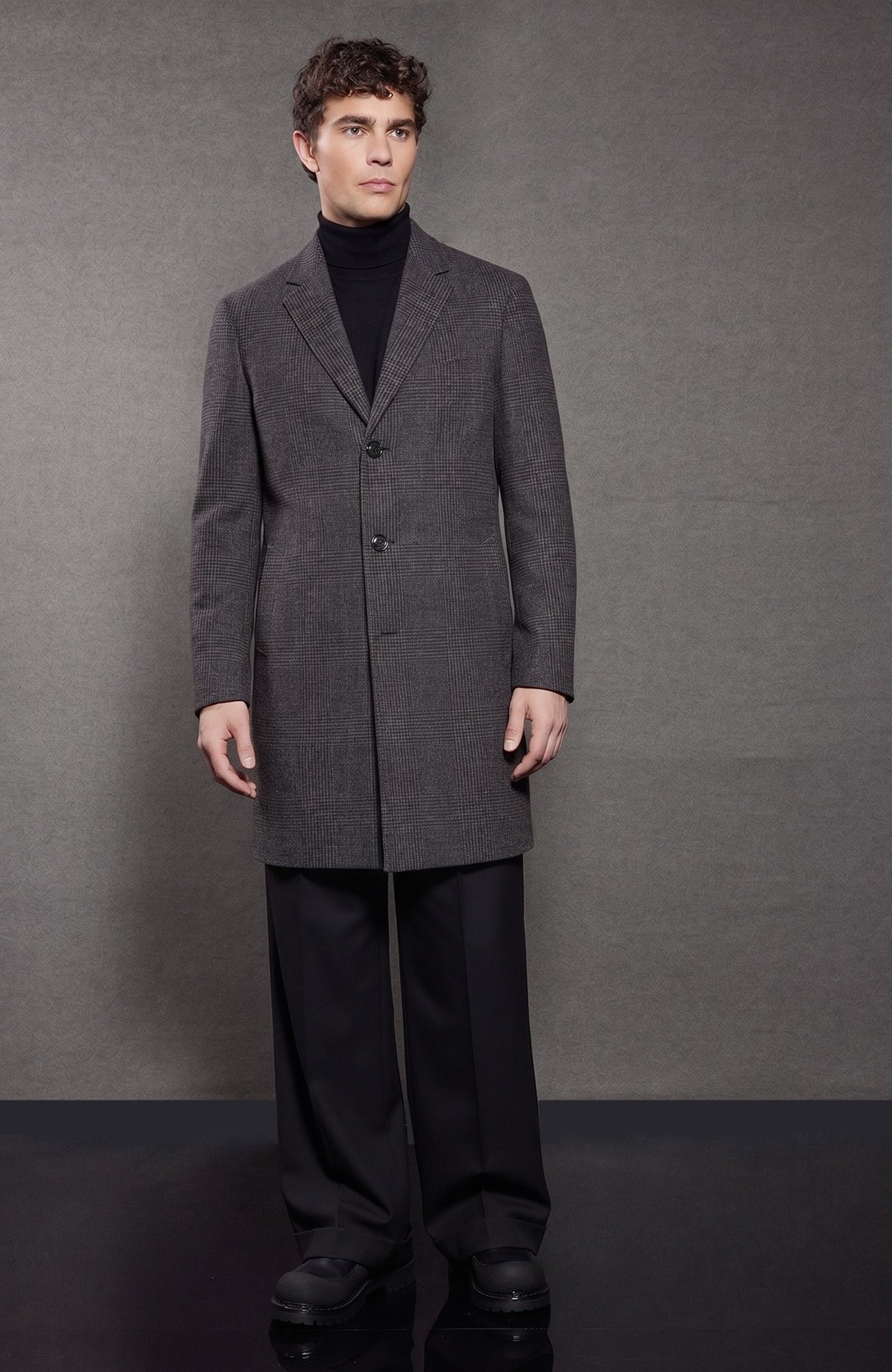 Stedwell Charcoal Plaid Wool Topcoat - MENS - Cardinal of Canada-CA - Stedwell Charcoal Plaid Wool Topcoat
