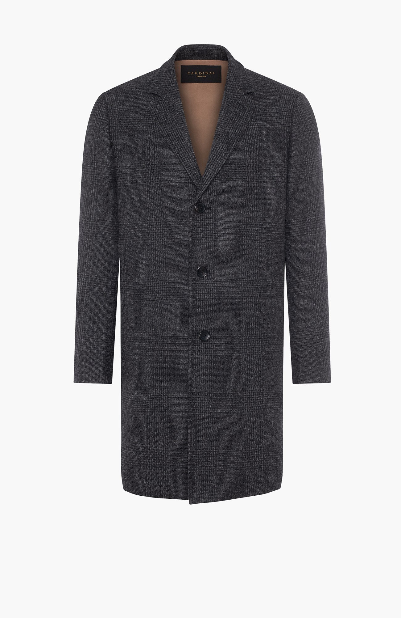 Stedwell Charcoal Plaid Wool Topcoat - MENS - Cardinal of Canada-CA - Stedwell Charcoal Plaid Wool Topcoat