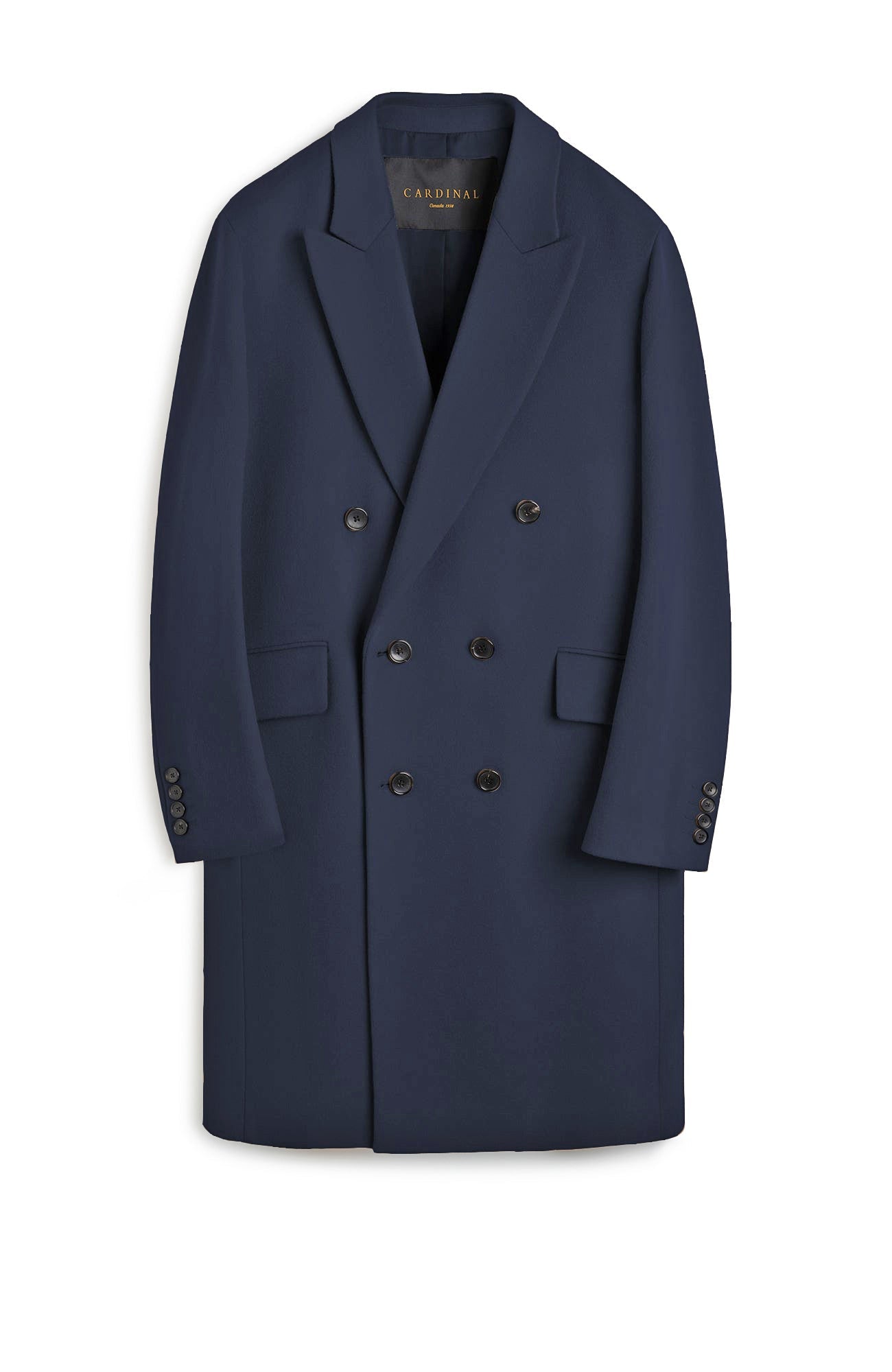 THOMAS NAVY LORO PIANA CASHMERE FABRIC OVERCOAT - MENS - Cardinal of Canada - CA - THOMAS NAVY LORO PIANA CASHMERE FABRIC OVERCOAT