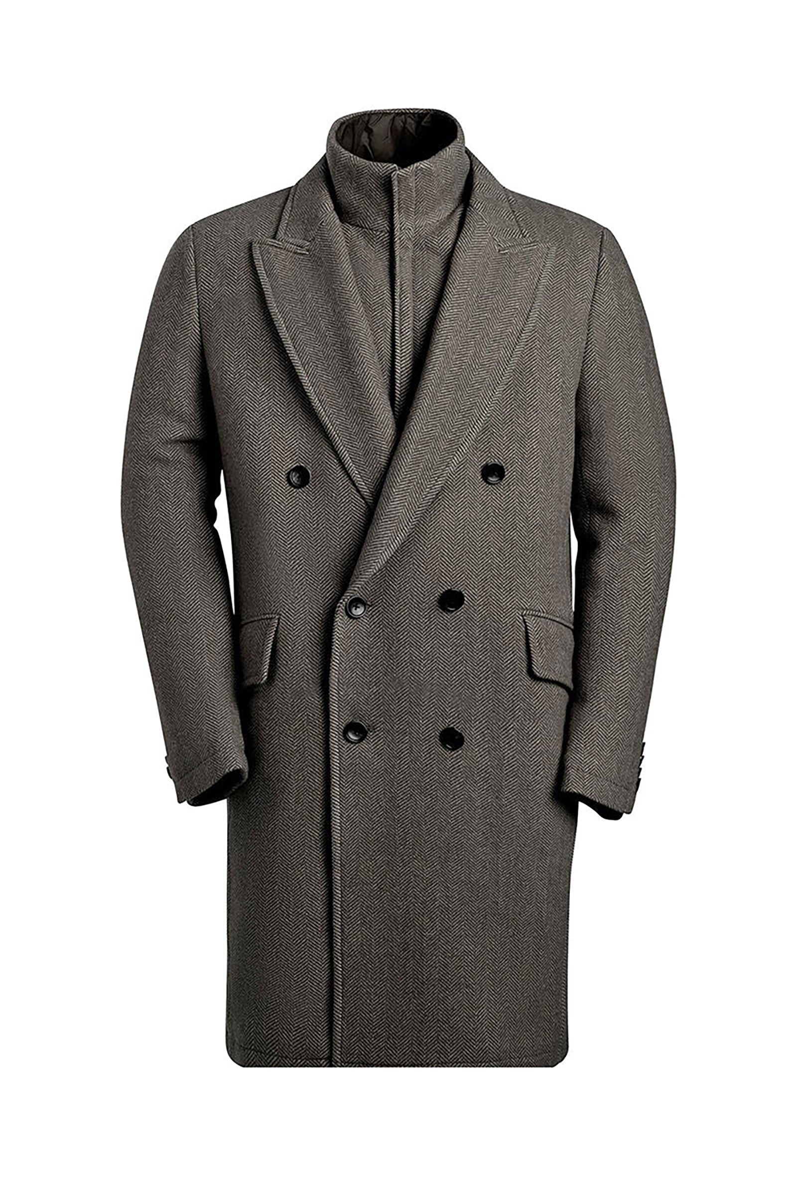 Cardinal of Canada-CA - Townsend charcoal herringbone top coat wool and cashmere 41.5 inch length
