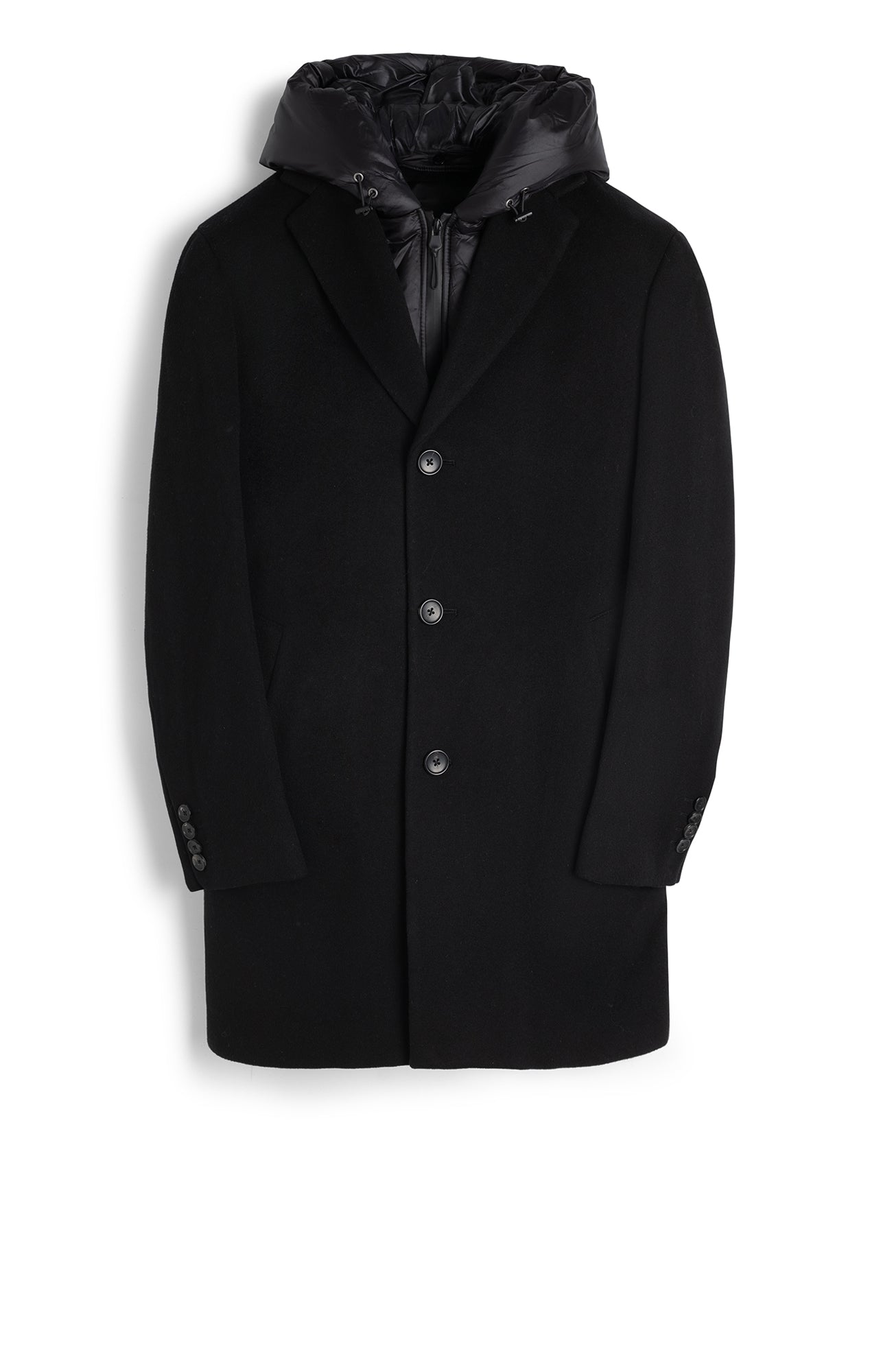 TRENTON BLACK WOOL & CASHMERE TOPCOAT - Cardinal of Canada - CA - Trenton black wool and cashmere topcoat 36 inch length