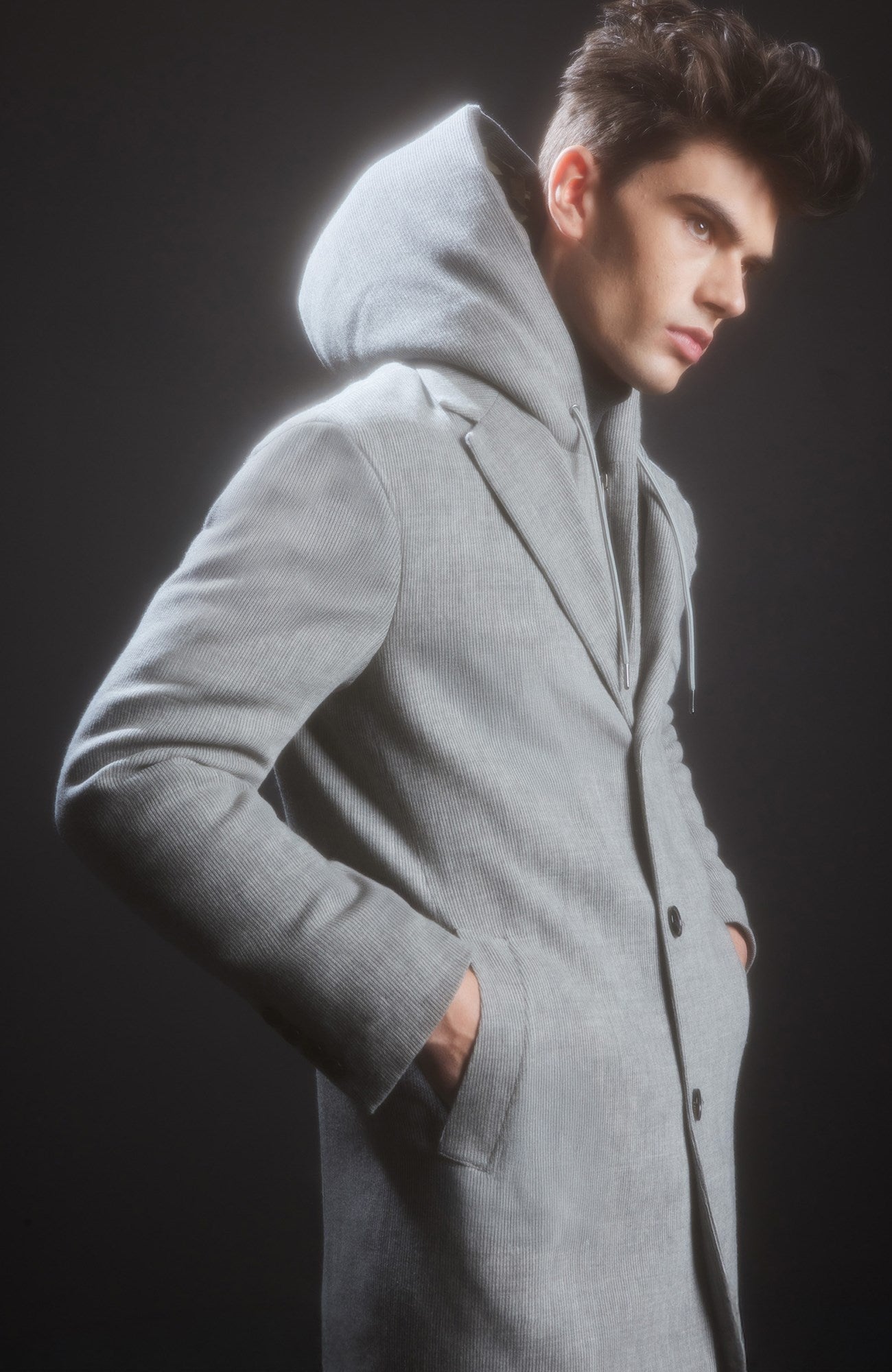 TYSON GRAY MELANGE WOOL & CASHMERE TOPCOAT WITH PRIMALOFT INSULATION - MENS - Cardinal of Canada - CA - TYSON GRAY MELANGE WOOL & CASHMERE TOPCOAT WITH PRIMALOFT INSULATION